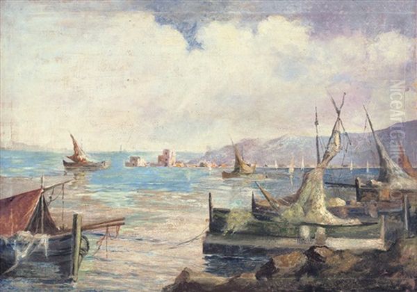 Marina, Scorcio Del Porto Oil Painting by Cesare Esposito