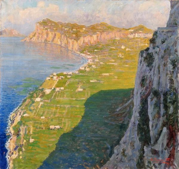 Ansicht Der Kuste Von Capri Oil Painting by Cesare Esposito