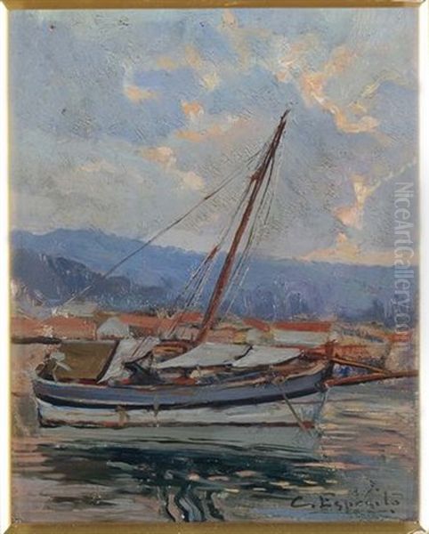 Barca Sulla Riva Oil Painting by Cesare Esposito