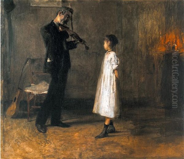 Lezioni Di Violino Oil Painting by Gaetano Esposito