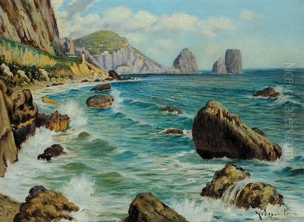 Capri, I Faraglioni Oil Painting by Gaetano Esposito