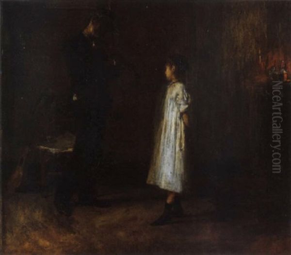 La Famiglia Del Suonatore Ambulante (studio) Oil Painting by Gaetano Esposito