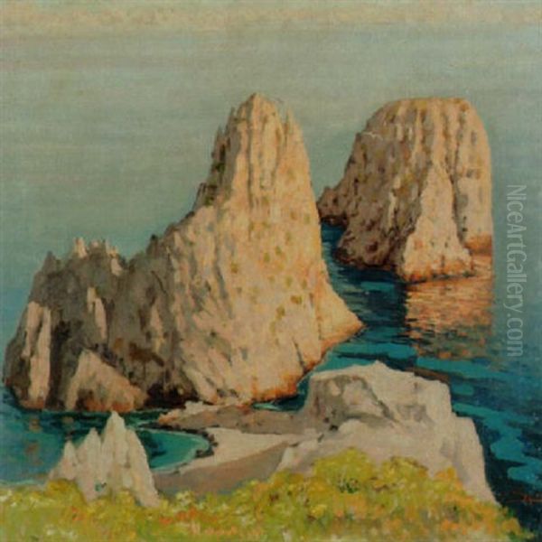 Die Faraglioni-felsen Oil Painting by Gaetano Esposito