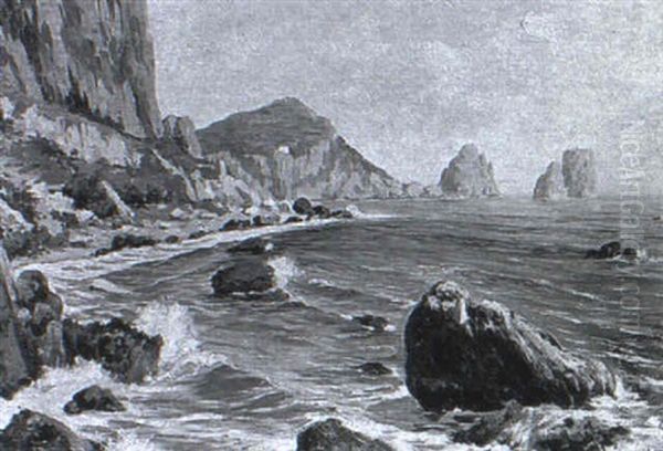 Brandung Vor Der Kuste Capri Oil Painting by Gaetano Esposito