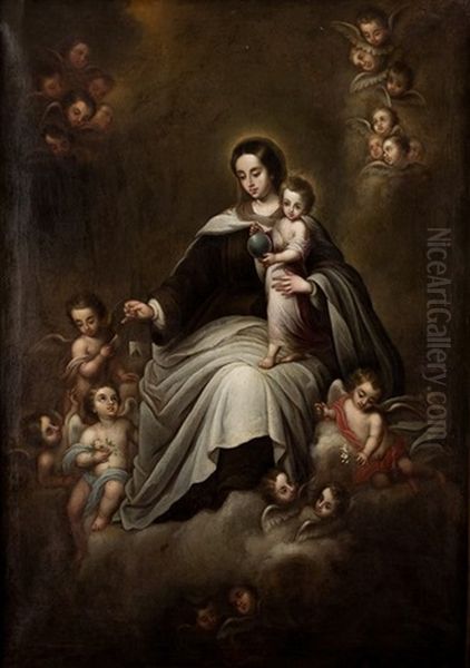 Virgen Del Carmen Oil Painting by Antonio Maria Esquivel Suarez de Urbina