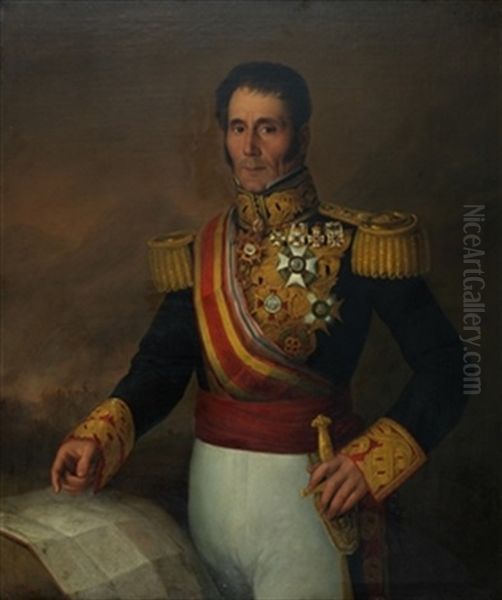 Retrato De Manuel Lorenzo, Militar Y Gobernador De Santiago De Cuba Oil Painting by Antonio Maria Esquivel Suarez de Urbina