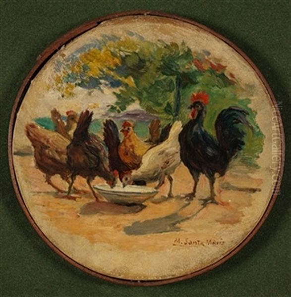 Gallinero Oil Painting by Antonio Maria Esquivel Suarez de Urbina