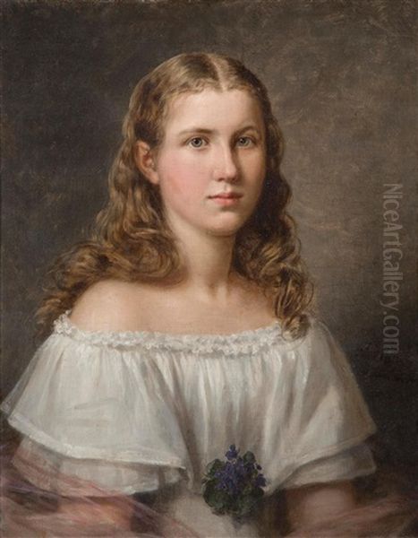 Rtetrato De Nina Oil Painting by Antonio Maria Esquivel Suarez de Urbina