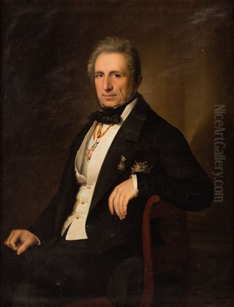 Retrato De Caballero De Tres Cuartos, Sentado by Antonio Maria Esquivel Suarez de Urbina