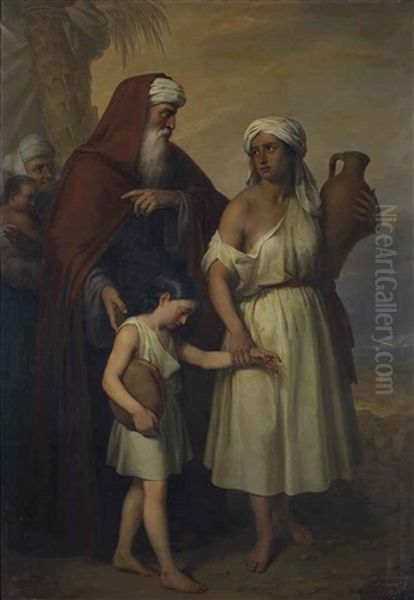 Abraham Banishing Hagar And Ishmael Oil Painting by Antonio Maria Esquivel Suarez de Urbina