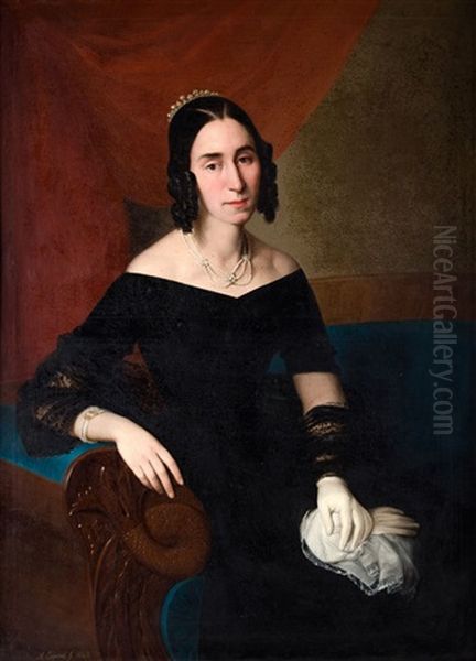 Retrato De Dama Oil Painting by Antonio Maria Esquivel Suarez de Urbina