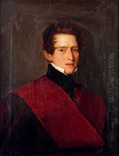 Retrato De Caballero Con Banda Oil Painting by Antonio Maria Esquivel Suarez de Urbina