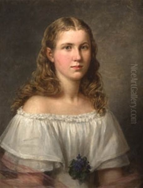 Retrato De Nina Oil Painting by Antonio Maria Esquivel Suarez de Urbina