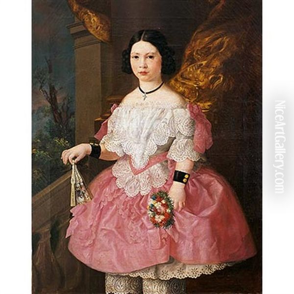 Retrato De D Carmen Carbo Soria De Paz Peraza De Nina Oil Painting by Antonio Maria Esquivel Suarez de Urbina