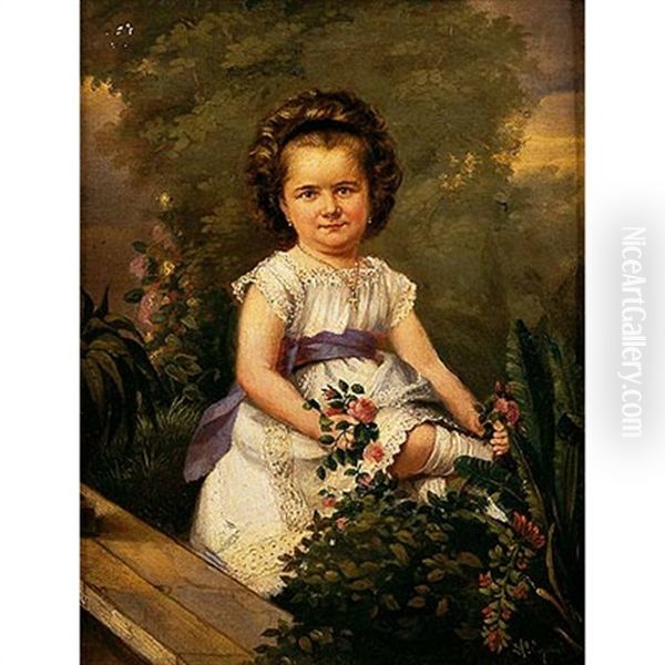 Retrato De Nina Oil Painting by Antonio Maria Esquivel Suarez de Urbina