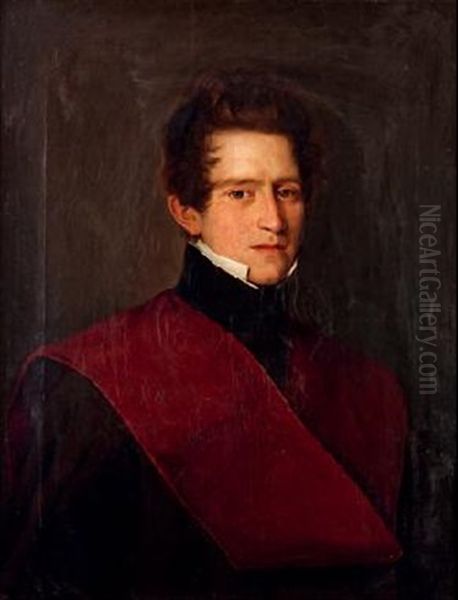 Retrato De Caballero Con Banda Oil Painting by Antonio Maria Esquivel Suarez de Urbina