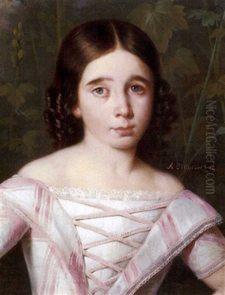 Retrato De Nina Oil Painting by Antonio Maria Esquivel Suarez de Urbina