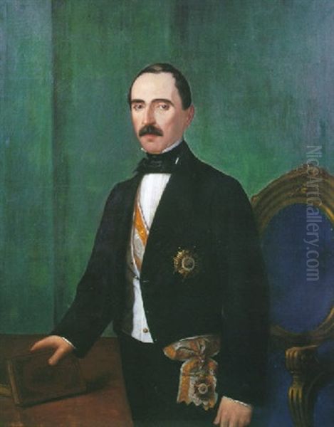 Retrato De D. Luis Diez. Caballero Gran Cruz De Isabel La Catolica Oil Painting by Antonio Maria Esquivel Suarez de Urbina