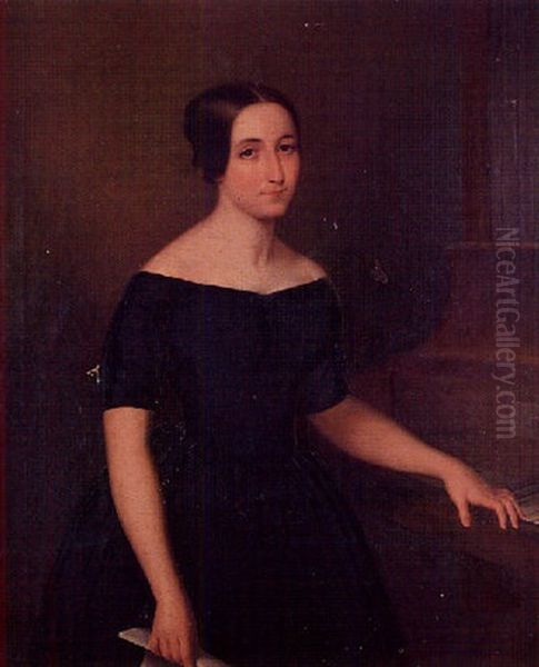 Retrato De Dama Con Piano Oil Painting by Antonio Maria Esquivel Suarez de Urbina