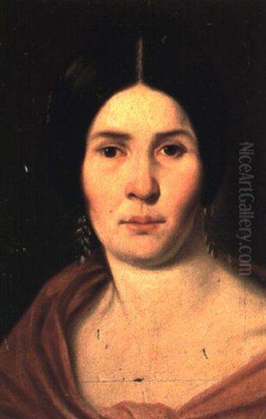 Retrato De Antonia Frutos, Esposa Del Pintor Oil Painting by Antonio Maria Esquivel Suarez de Urbina