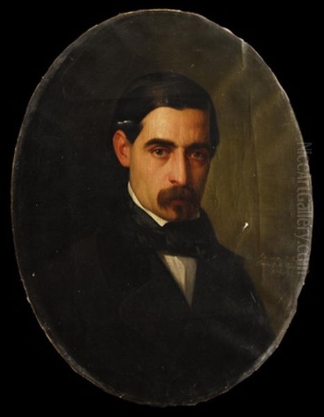 Retrato De Caballero, Ovalo Oil Painting by Carlos Maria Esquivel