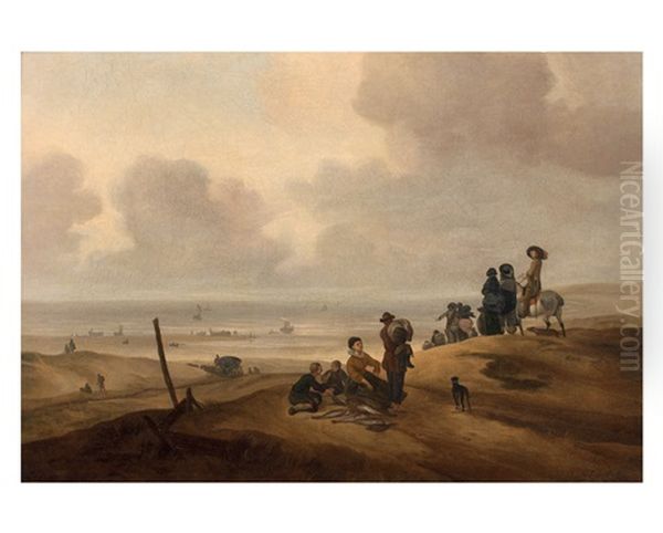 Retour De Peche Sur La Plage De Scheveningen Oil Painting by Jacob Esselens