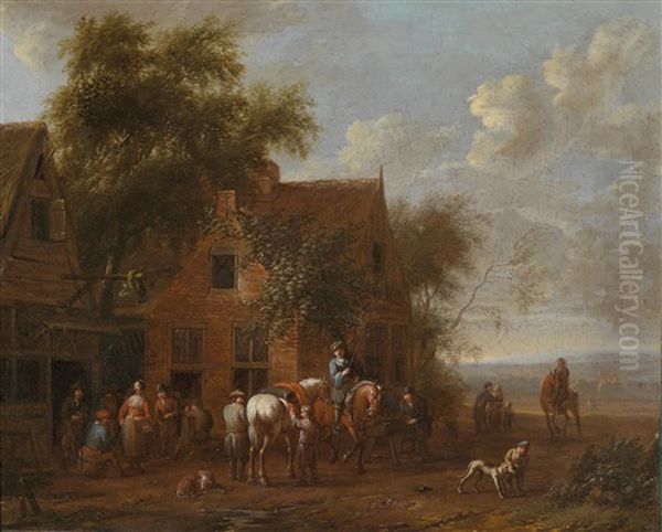 Reiter Vor Dem Wirtshaus Oil Painting by Cornelisz van Essen