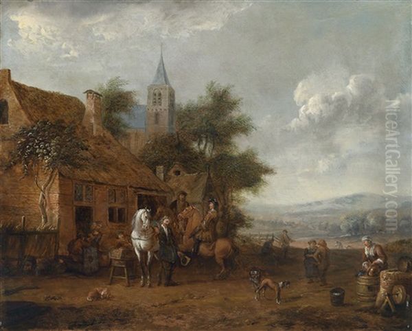 Die Rast Vor Dem Wirtshaus Oil Painting by Cornelisz van Essen