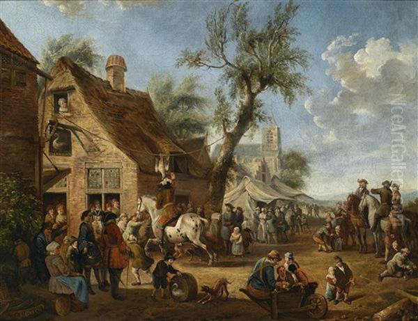 Dorfliches Fest Mit Reiterspielen Oil Painting by Cornelisz van Essen