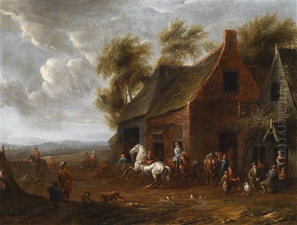 Die Rast Vor Der Schanke Oil Painting by Cornelisz van Essen