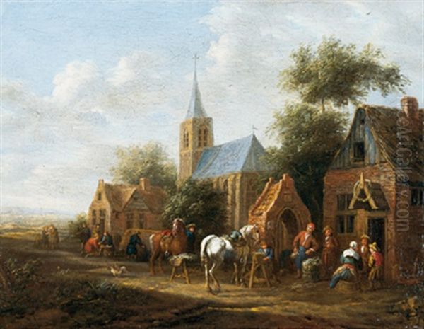 Rastende Reiter Vor Einem Wirtshaus Oil Painting by Cornelisz van Essen