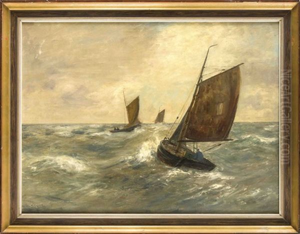 Drei Segler Auf See Oil Painting by Alexander Essfeld