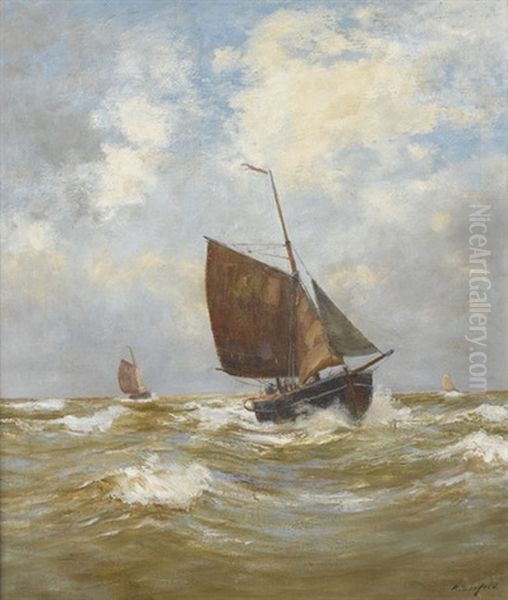 Segelboote Auf Sturmischer See Oil Painting by Alexander Essfeld