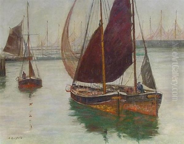 Segelboote Im Hafen Oil Painting by Alexander Essfeld