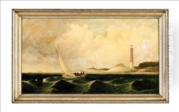 Cat Boat Off Barnegat Light Oil Painting by George Emerick Essig