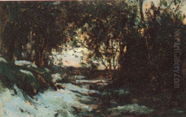 A Winter Study, Brittany Oil Painting by William Charles Estall