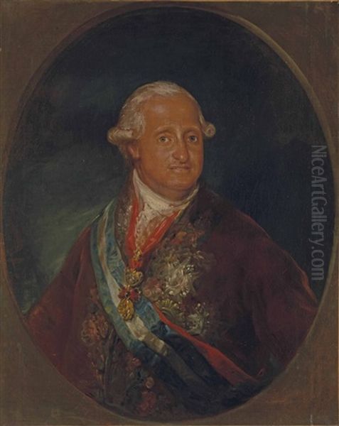 Portrait De Charles Iv, Portant L'ordre De La Toison D'or Oil Painting by Agustin Esteve Y Marques