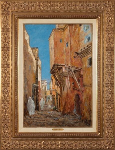 Femmes Dans La Ruelle A Alger Oil Painting by Henry d' Estienne