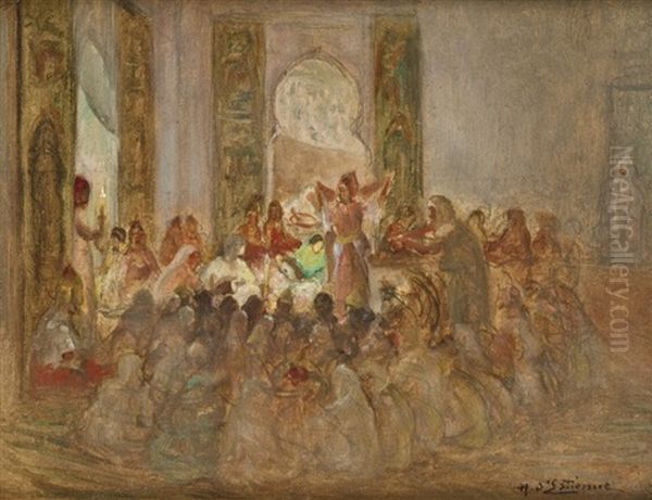 La Danse Des Voiles (maroc) Oil Painting by Henry d' Estienne