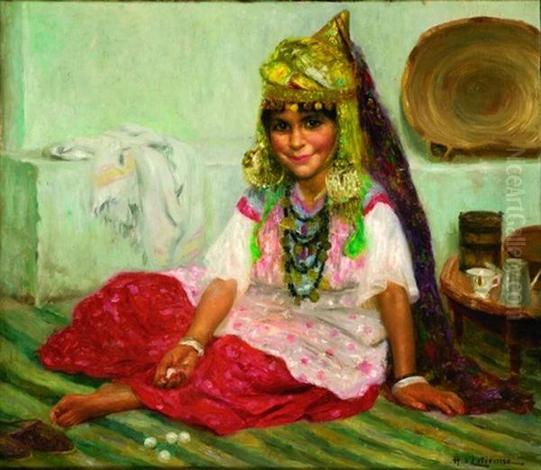 Jeune Orientale Aux Bijoux Oil Painting by Henry d' Estienne