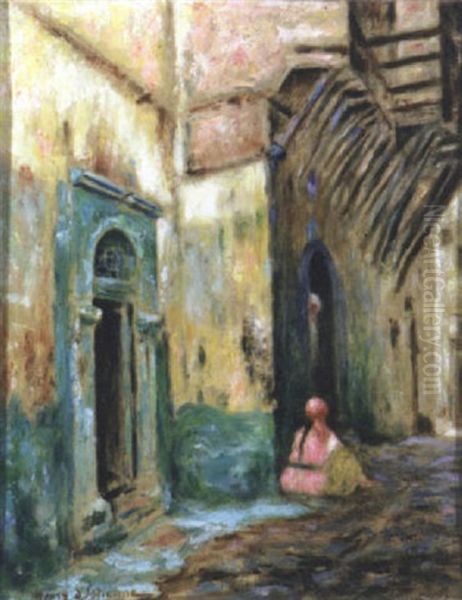 Porte Verte (femme Rose), Alger Oil Painting by Henry d' Estienne