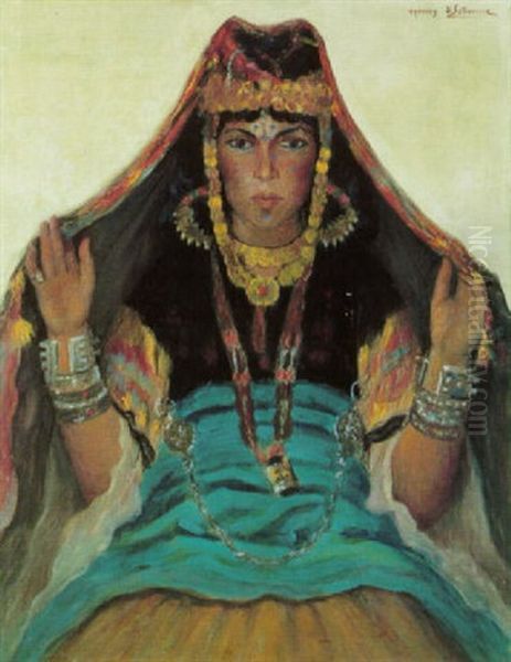 Femme De La Tribu Des Ouled-nail A Biskra Oil Painting by Henry d' Estienne