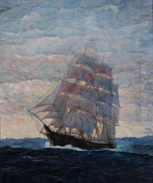 A Clipper Ship At Full Sail Oil Painting by Clifford Warren Ashley