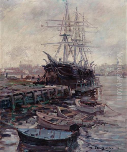 New Bedford Dock Scene Oil Painting by Clifford Warren Ashley