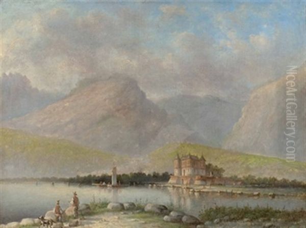 Franzosisches Schloss An Der Loire(?) Oil Painting by Frederik Willem Estoppey