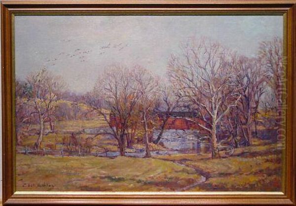 Covered Bridge Oil Painting by Clifford Warren Ashley