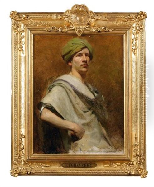 Gentleman Au Turban Vert Oil Painting by Hubert-Denis Etcheverry