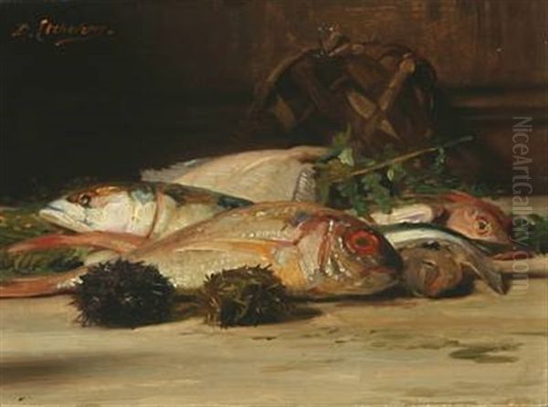 Still Life With Fish Oil Painting by Hubert-Denis Etcheverry