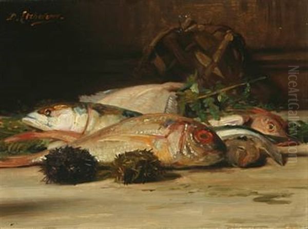 Still Life With Fish Oil Painting by Hubert-Denis Etcheverry