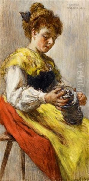 Junge Frau Mit Krug Oil Painting by Theodor Josef Ethofer